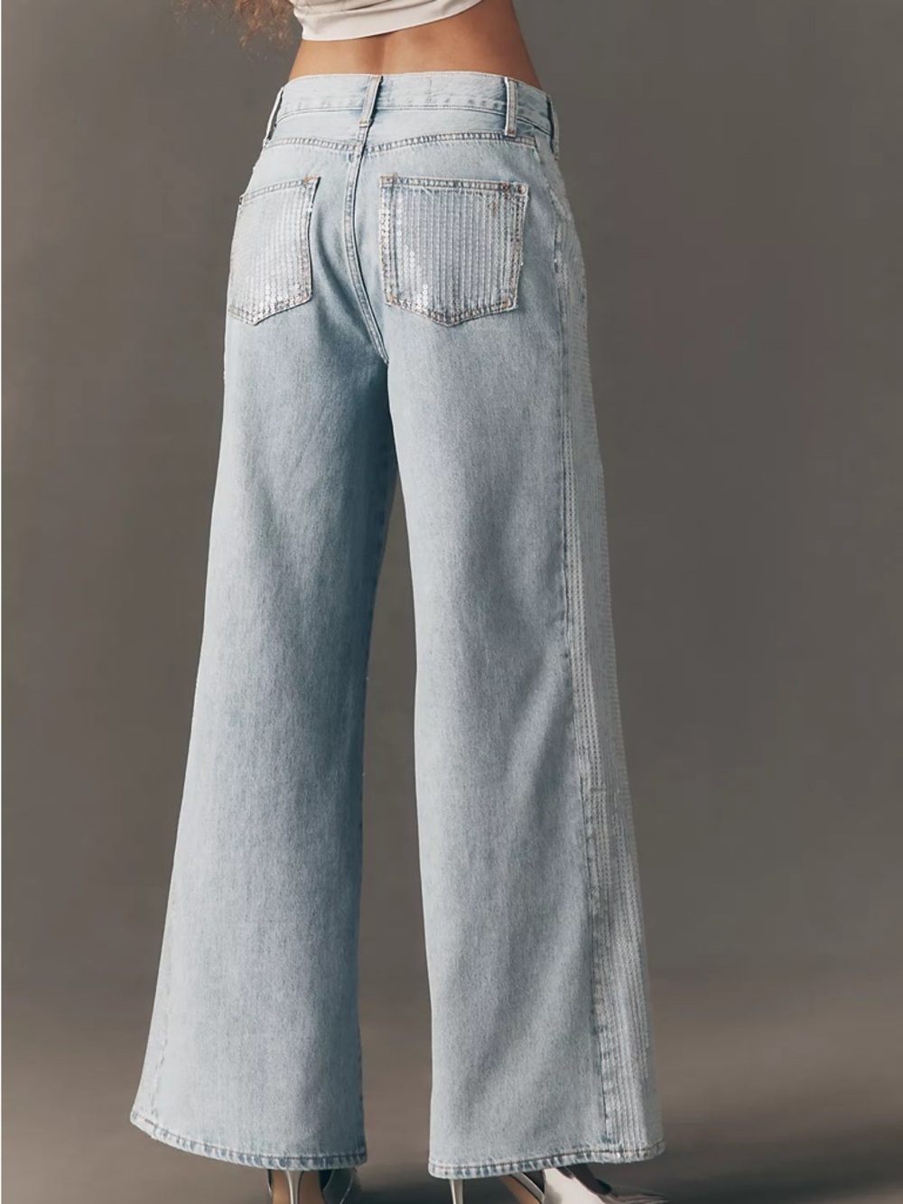 Anthropologie Pilcro Sequin Wide Leg Jeans Size 24 (00) Cowgirl Western Boho - Picture 4 of 15